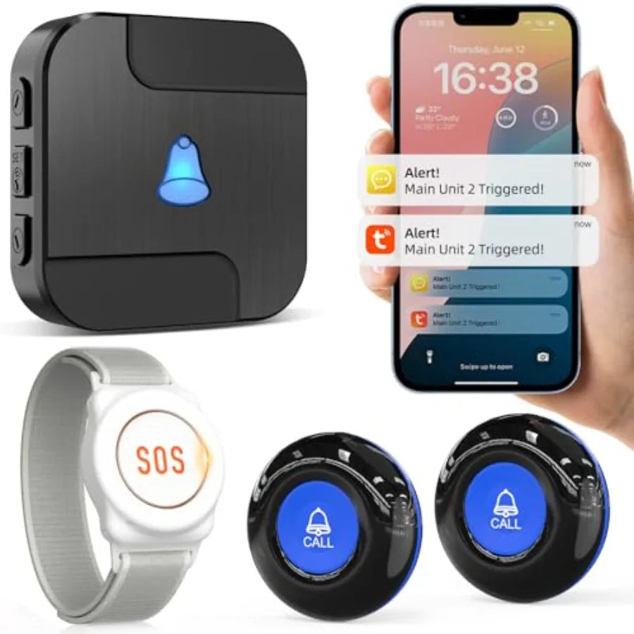 Wi-Fi Caregiver Pager Button with Two-Way Audio for Elderly
