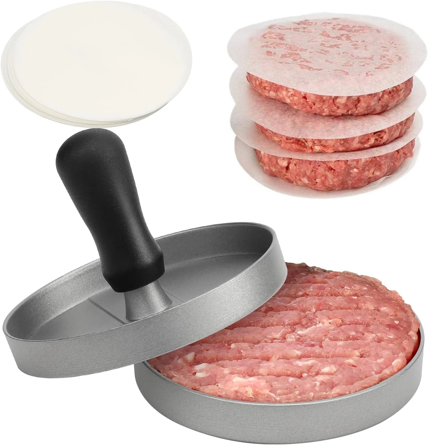 Burger Press Hamburger Meat Tool Patty Maker Aluminum Burger Maker for Kitchen BBQ Grill 