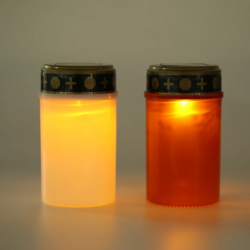 Flammefritt solcelledrevet LED-telys, 7 lm, vanntett gravlys, rituell stearinlyslykt, utendørs dekorasjonsbelysning, miniatyr til skrivebordet
