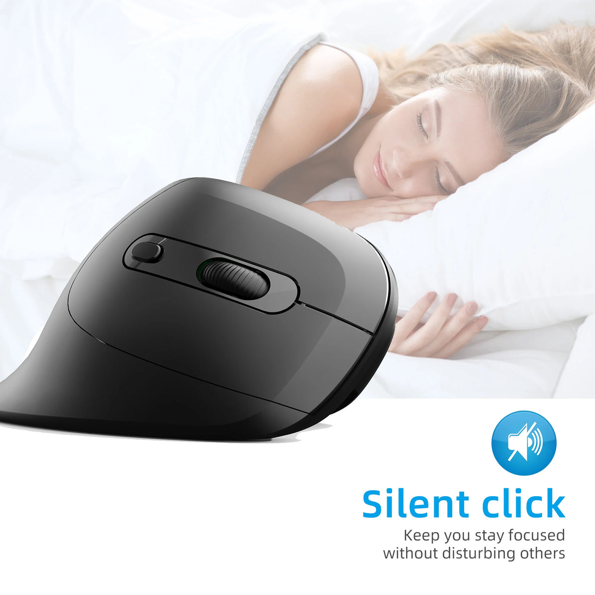 2.4G Wireless Vertical Mouse with Silent Buttons and 3200 DPI