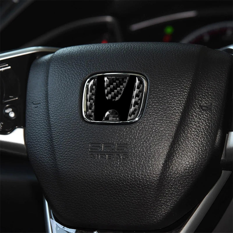 Kohlefaser-Auto-Lenkrad-Aufkleber, Emblem-Abzeichen, Zieraufkleber für Honda Civic CRV HRV Fit Accord Luxus dekoratives Zubehör