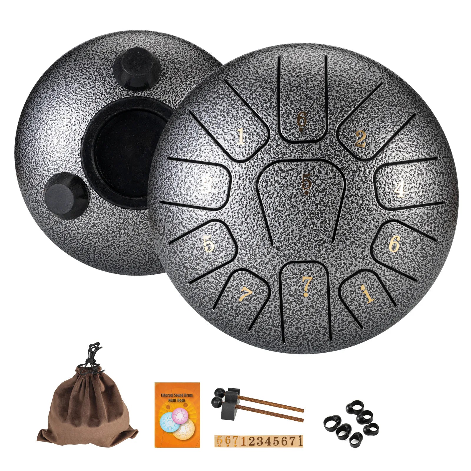 Miwayer 6" Steel Tongue Drum Gift Set | 11-Note Sound Healing Instrument w/Tuning Kit | Yoga/Meditation/Anxiety Relief Tool 
