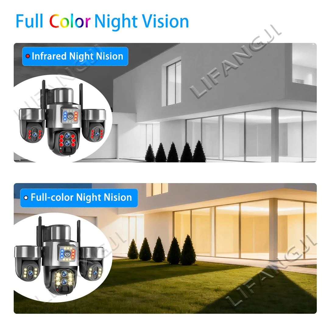20MP 4-Lens 4G Solar Outdoor Security Camera with 10X Optical Zoom, 3 PTZ and Auto Tracking