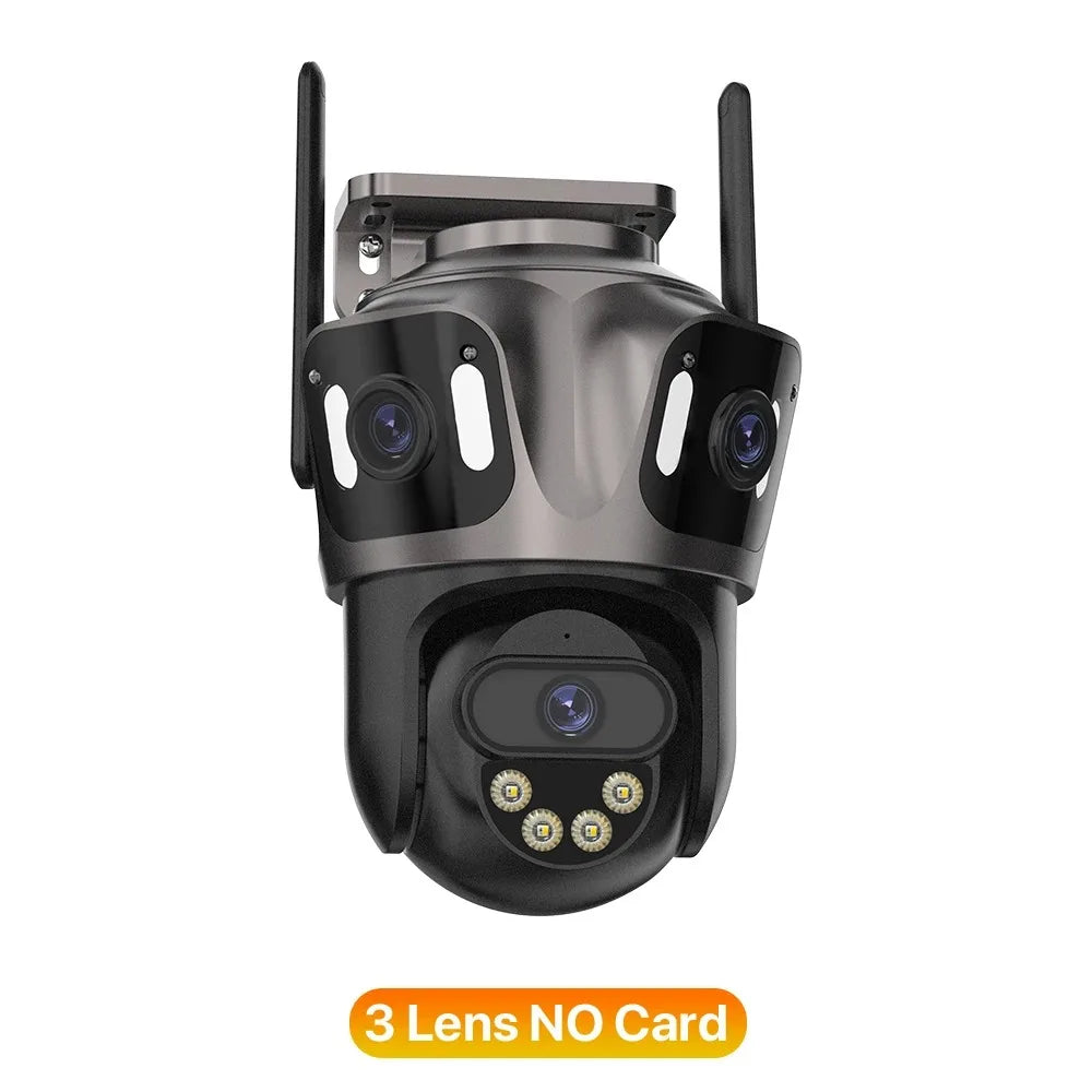 Three Screen WiFi IP Camera Outdoor 4K Dual Lens PTZ Security Camera