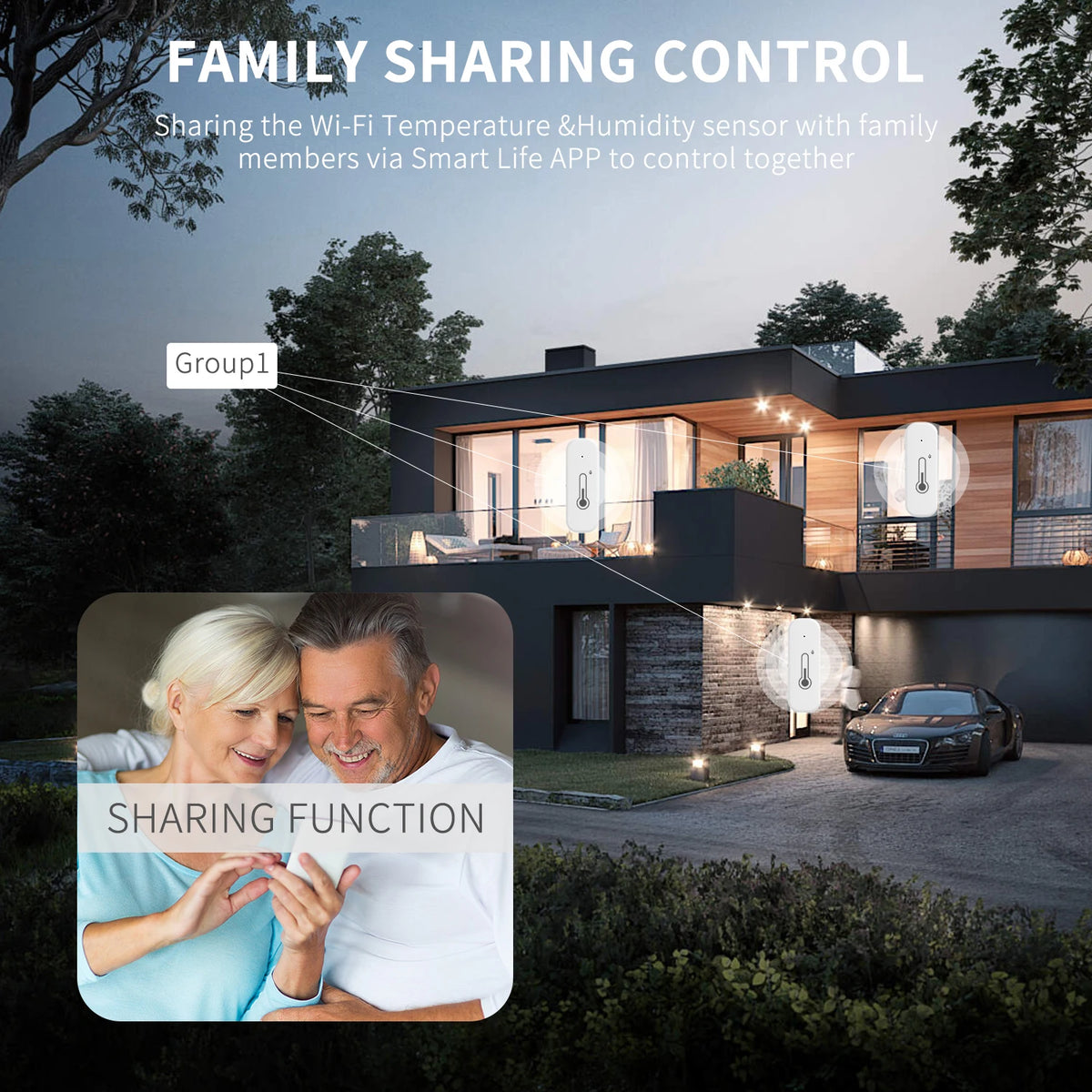 Tuya Temperature and Humidity Sensor with Wi-Fi and Bluetooth Connectivity, Temperature Monitoring and Smart Integration