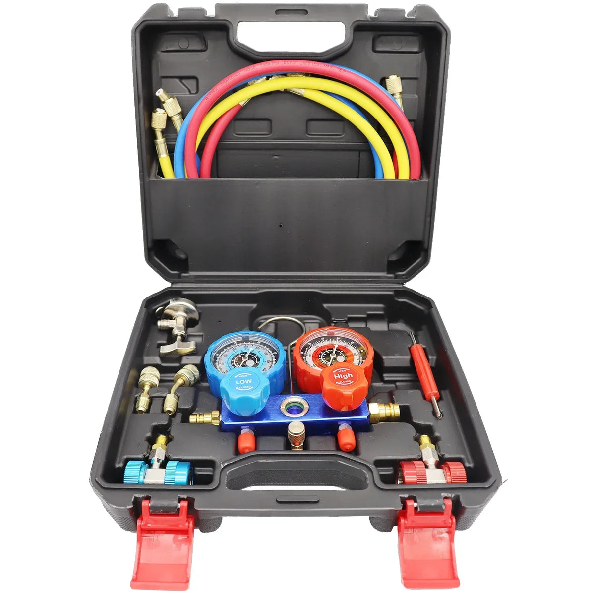 NEW Car Air Conditioning Pressure Manifold Gauge Hose Kit R22 R-410A R-134a R-404A Refrigerant Pressure Gauge Set Storage Box