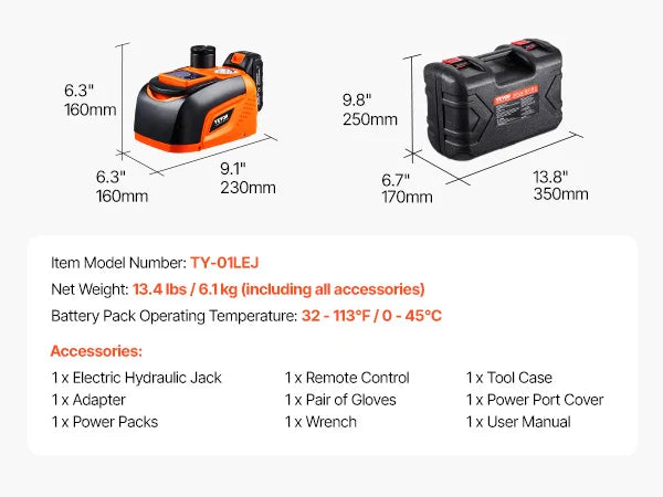 Cric électrique 5T avec télécommande et lumière LED