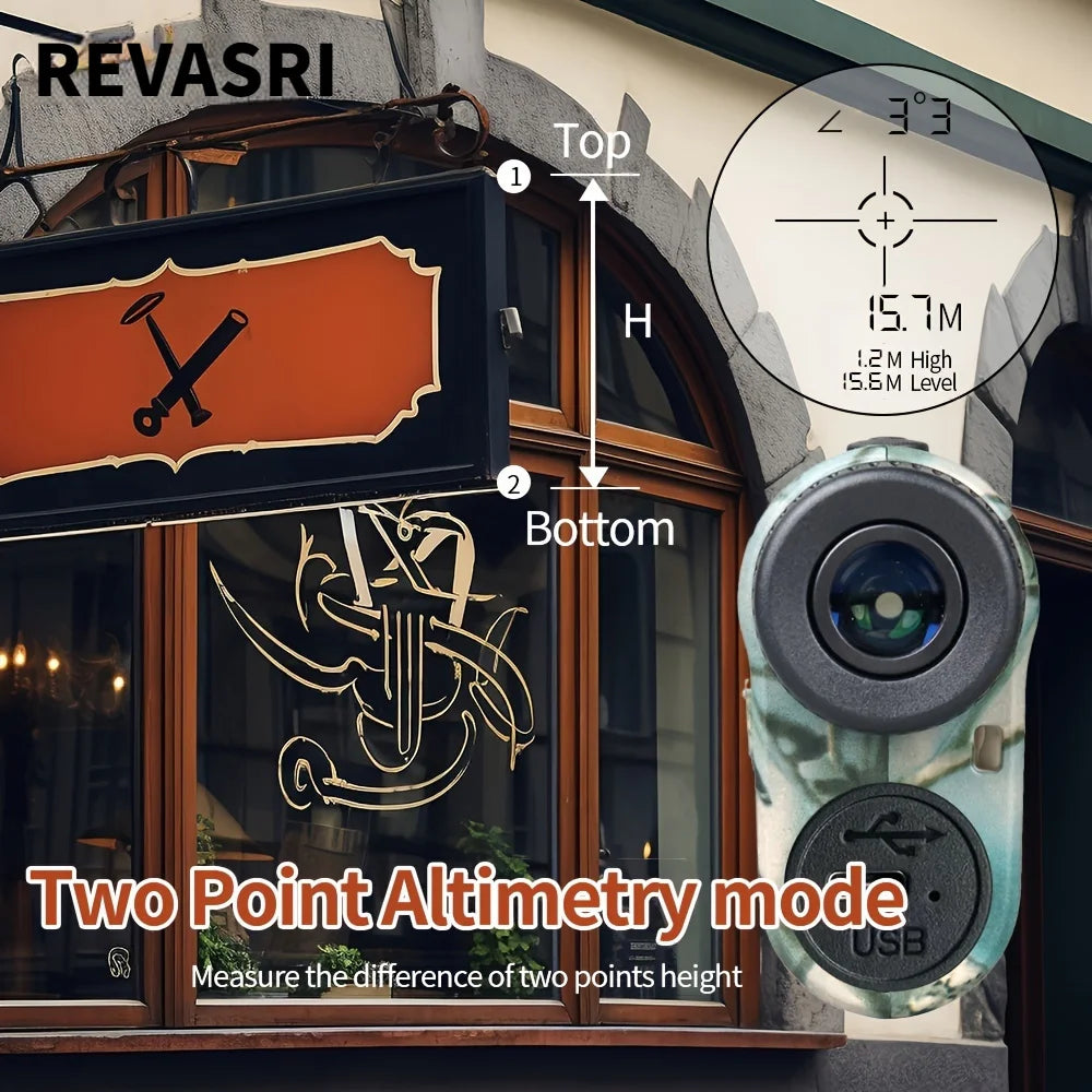 REVASRI Avcılık Lazer Menzil Ölçer 1000 Yarda Şarjlı Pil ile