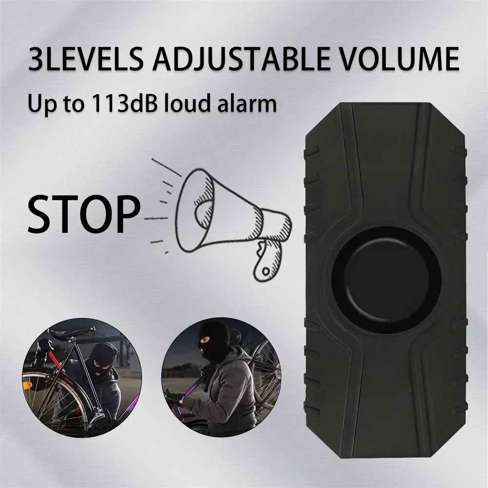 Wireless Bike Vibration Alarm 113dB Waterproof Remote Control