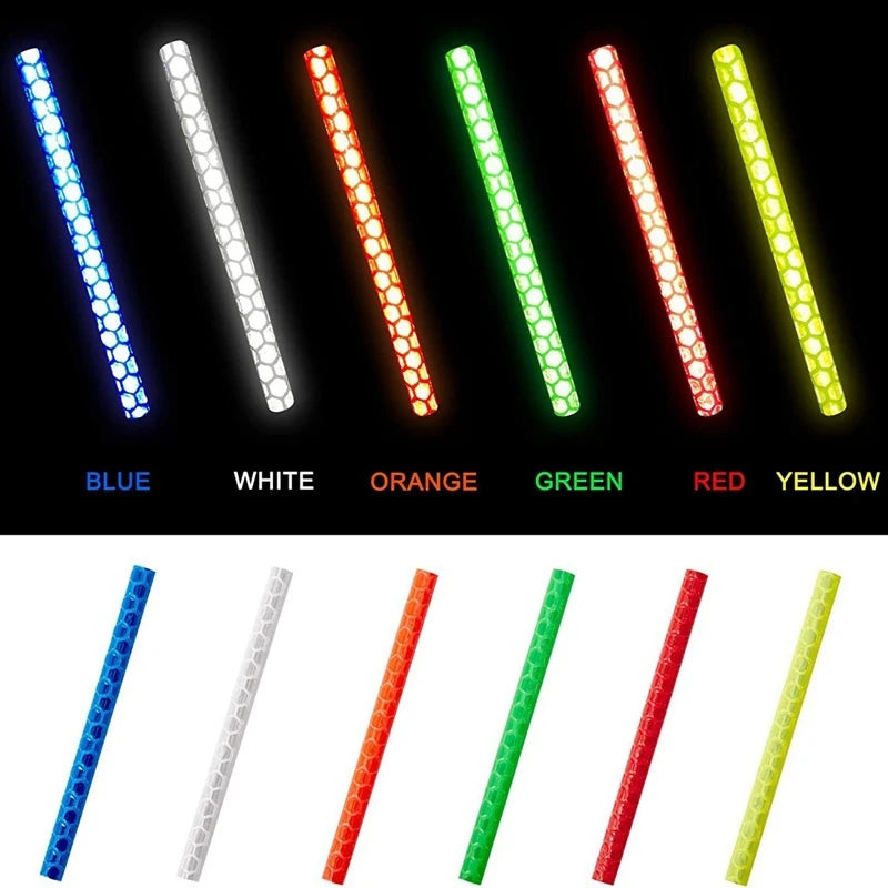 12PCS/Bag Bicycle Wheel Spokes Reflective Sticker Tube Strip Warning Light DIY 7.5cm MTB Cycling Reflector Reflective Safety Kit 