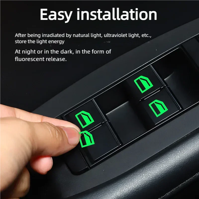 18-Piece Luminous Car Window Button Sticker Set