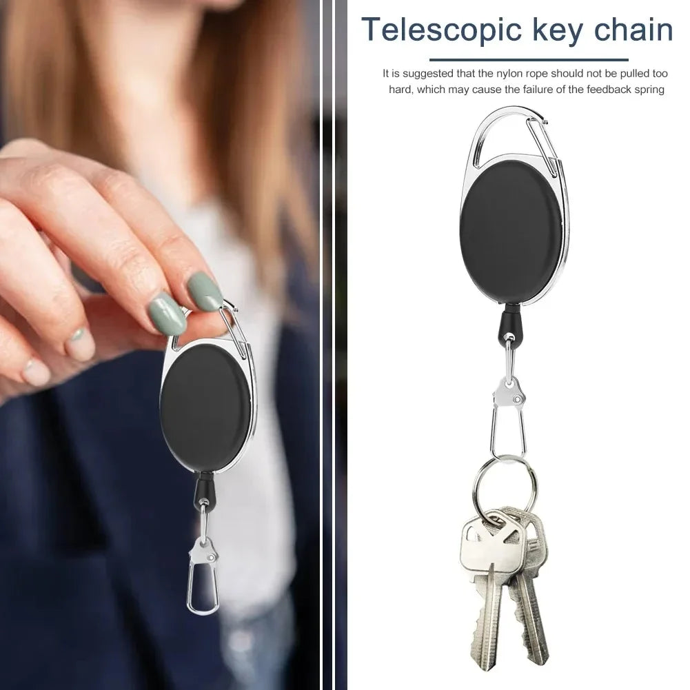 2-12pcs Retractable Key Chain Reel Badge Holder Fly Fishing Zinger Retractor with Quick Release Spring Clip Fishing Accessories