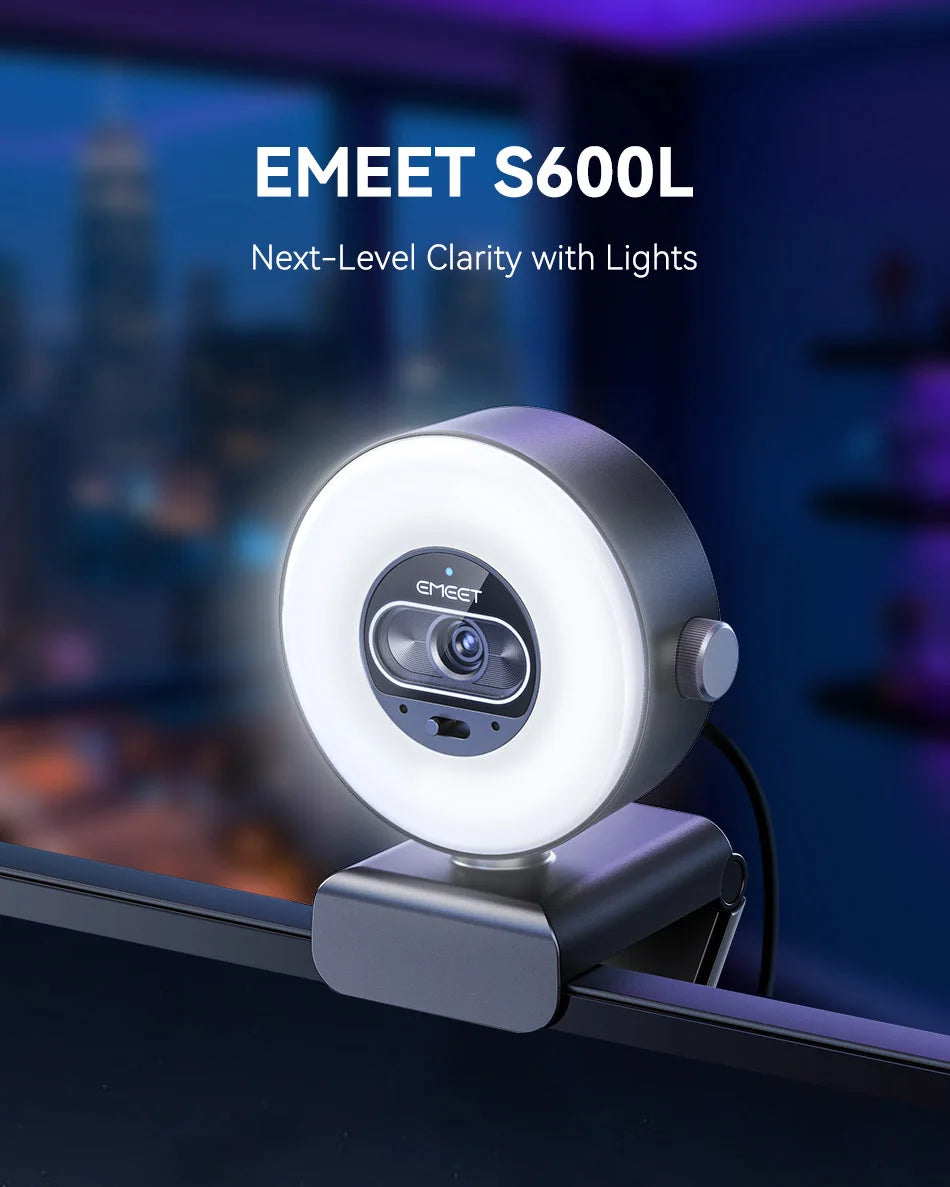 4K Webcam with Ring Light Autofocus 1080P 60FPS USB Camera