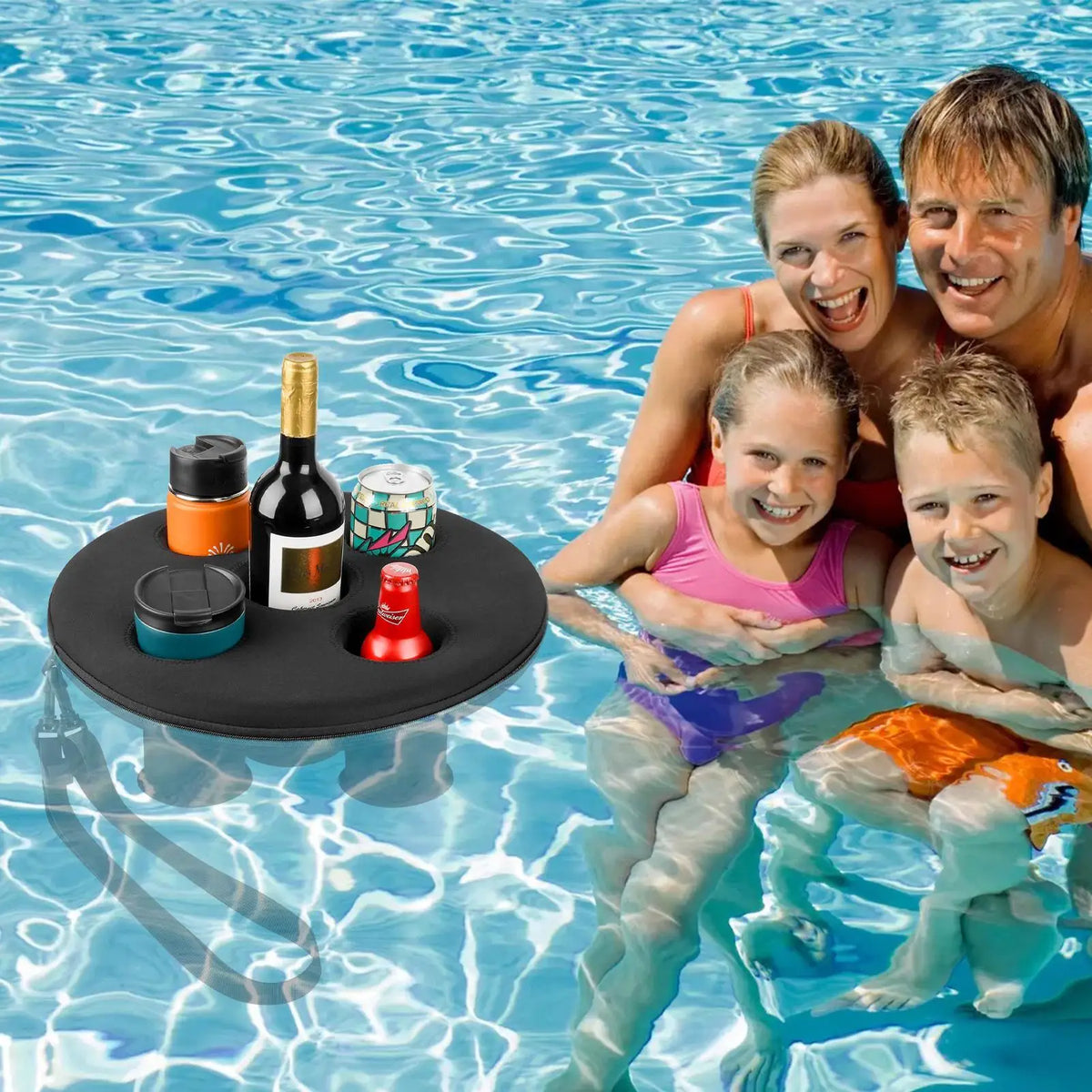 Floating Pool Drink Holder with Five Cup Openings