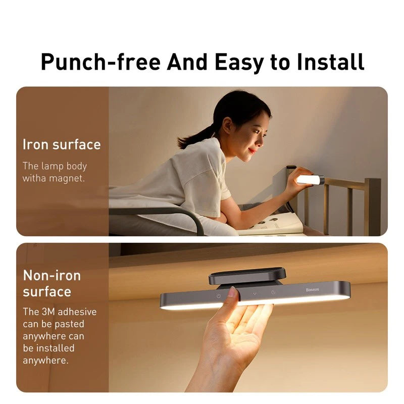 Baseus Night Light Hanging Magnetic LED Table Lamp Stepless Dimming Desk Lamp Rechargeable For Cabinet Bedroom Kitchen Light 