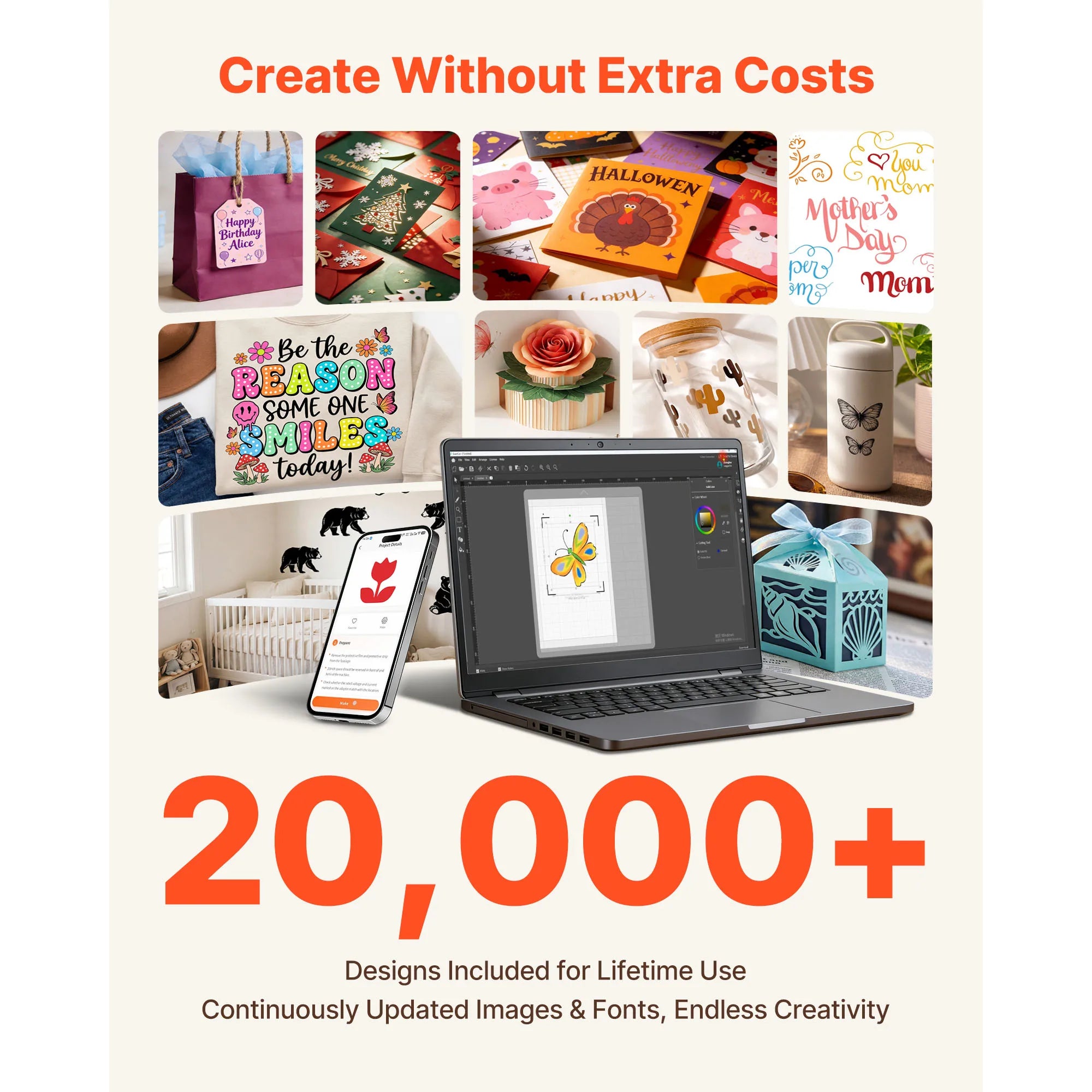 SucceBuy Vinyl Cutting Machine 12 in Button Screen Controlled Vinyl Cutter 5000+ Built-in Design Resources Creating Crafts Cards