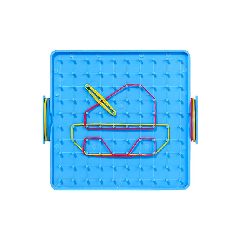 Geometric Pegboard with Rubber Bands, 15.7 cm