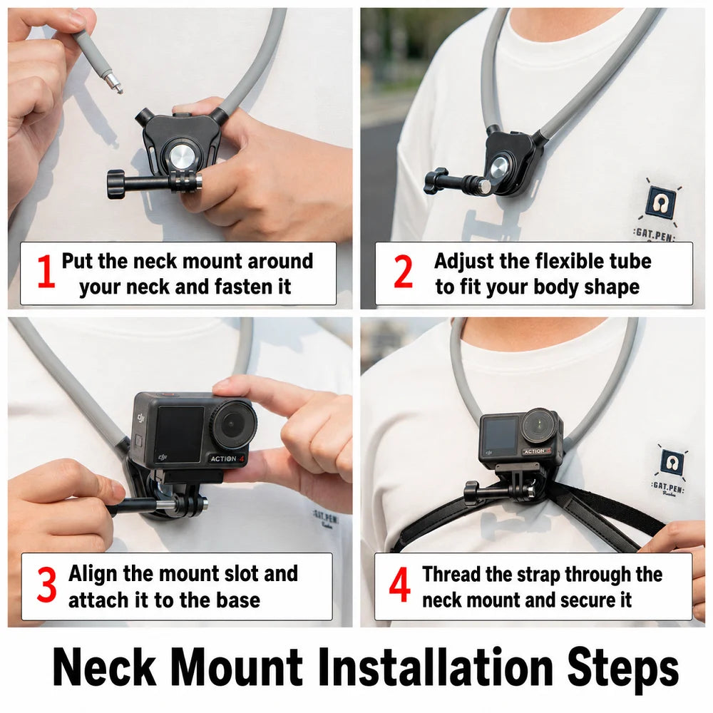Neck Strap Holder for GoPro 13 12 11 10 9 8 DJI Osmo Action 6 5 4 3 Insta360 X5 X4 X3 Sports Camera Accessory