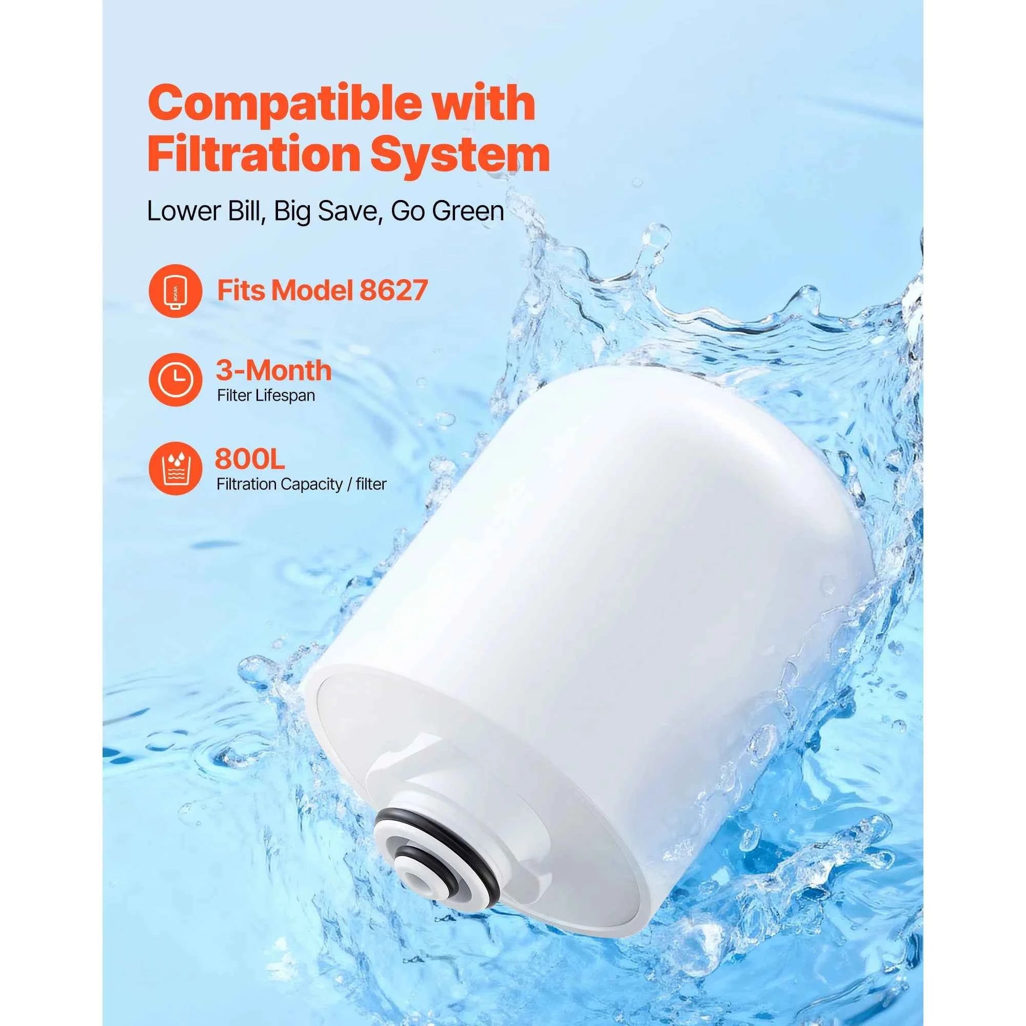 SucceBuy Faucet Filter Replacement 2-Pack Water-Filter Cartridge High-Efficiency Compatible with Model 8627 Filtration System