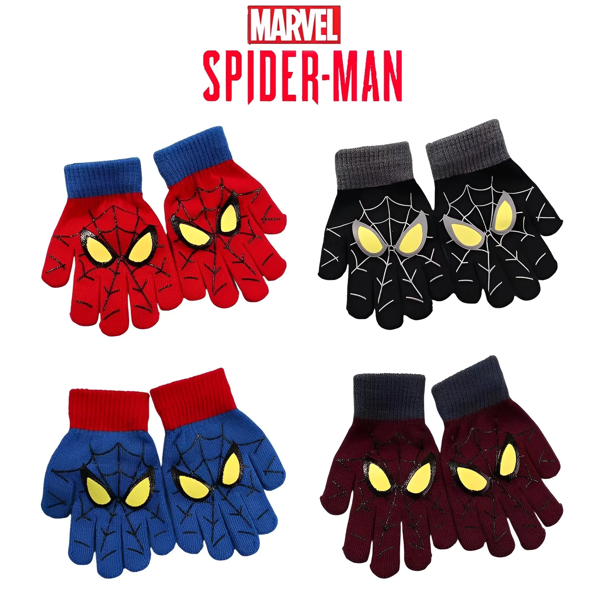 Diseny Spiderman Winter Children's Warm Gloves Marvel Anime Cartoon Knitted Gloves Cute Decoration Kids Christmas Gifts 5-10Y 