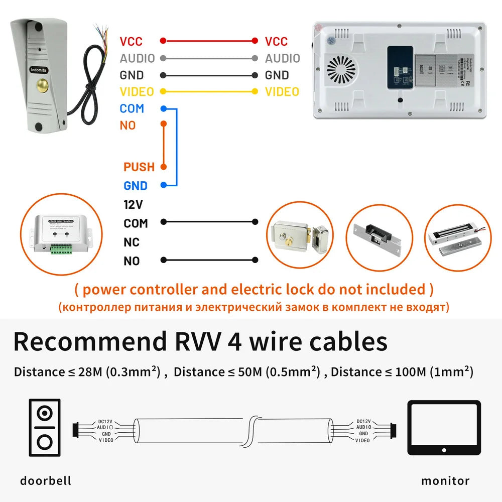 Indomita Video Door Phone Wired,Doorbell Intercom System for Home,Outdoor Metal Doorbell,Waterproof Cold Resistant ,Night Vision Spy-shop.com