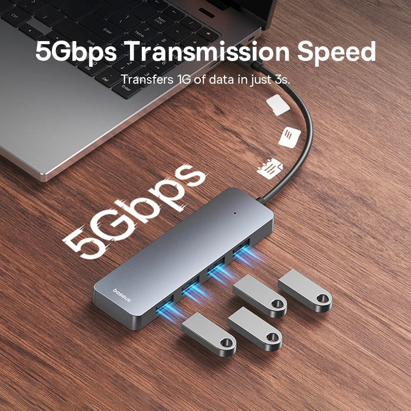 Four-Port USB 3.0 Hub with USB-A Connection