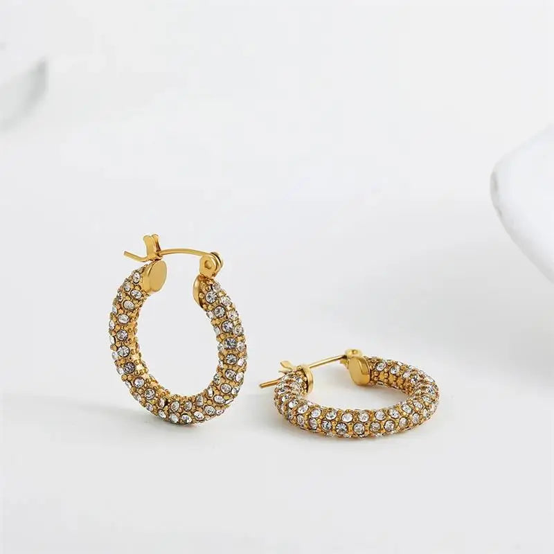 Zircon Circle Huggie Hoop Earrings for Women