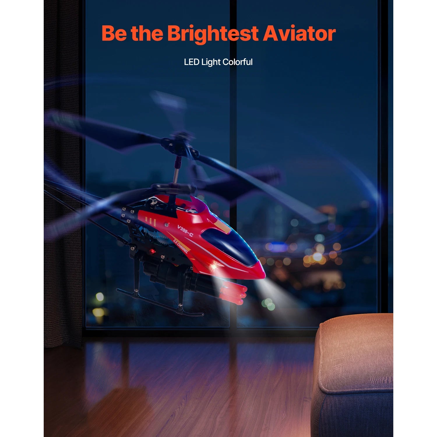 2.4GHz RC Helicopter with Altitude Hold & LED Lights for Kids