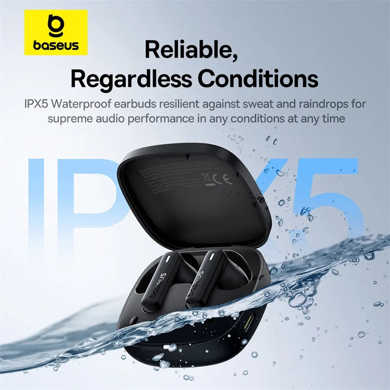 Baseus Bowie E19 Wireless Earphones Bluetooth 5.3 Big Bass 12mm Drivers IPX5 Waterproof Earbuds 33Hrs Battery Life Headphones 