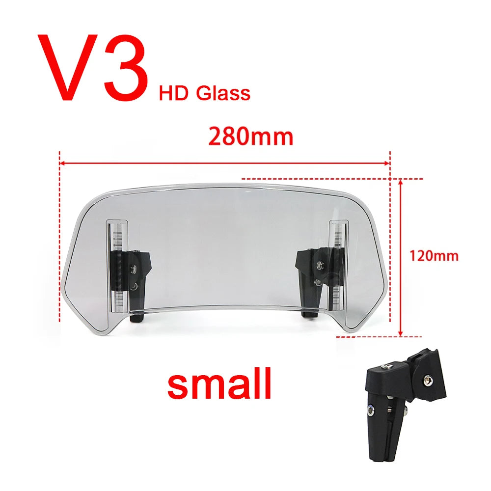 Universal Motorcycle Windshield Extension Adjustable Spoiler Clamp-On Windscreen Deflector For BMW KAWASAKI YAMAHA HONDA SUZUKI 