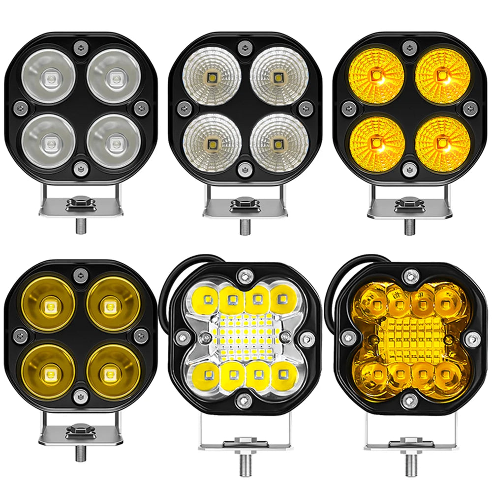Projetores de Trabalho LED de 3 Polegadas 12V 24V Luzes Pod Faróis para Motociclos Barra LED Flood Luzes de Nevoeiro para Carro Caminhão 4x4 Todo-o-Terreno ATV
