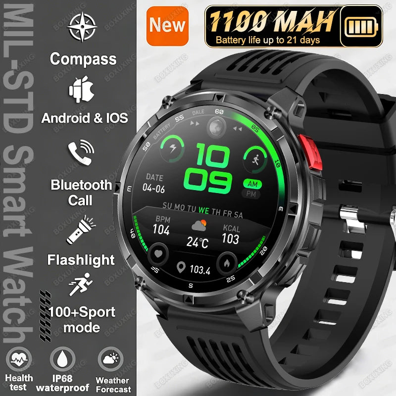 Smartwatch con chiamata Bluetooth all'aperto con bussola e GPS collegato al telefono