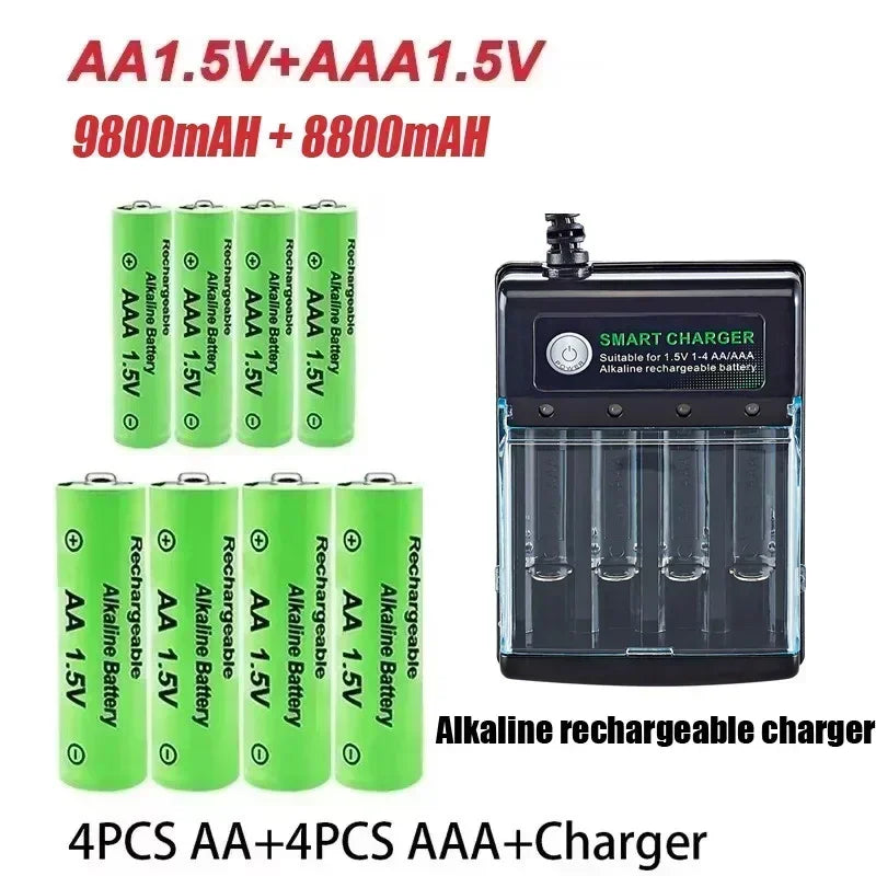Original Rechargeable Battery 1.5V AA 9800mAh+AAA 8800mAh+Charger for Computer Clock Radio Video Game Digital Camera AA AAA 