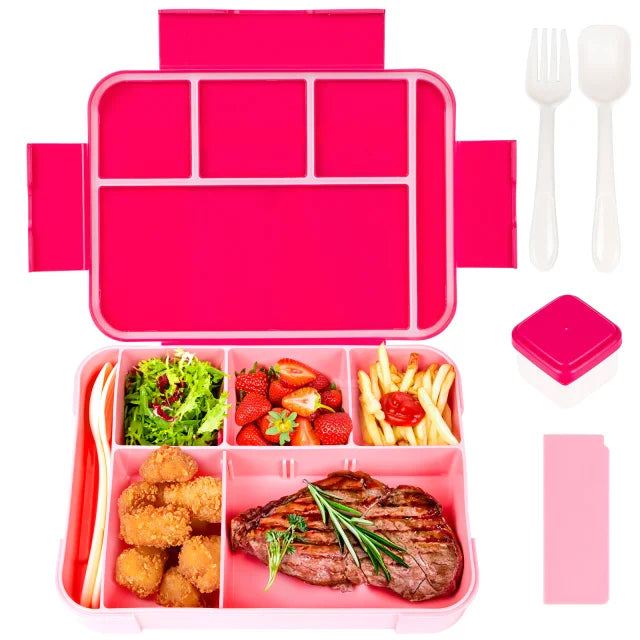 Caixa de almoço bento com divisórias, 1330ml, com talheres
