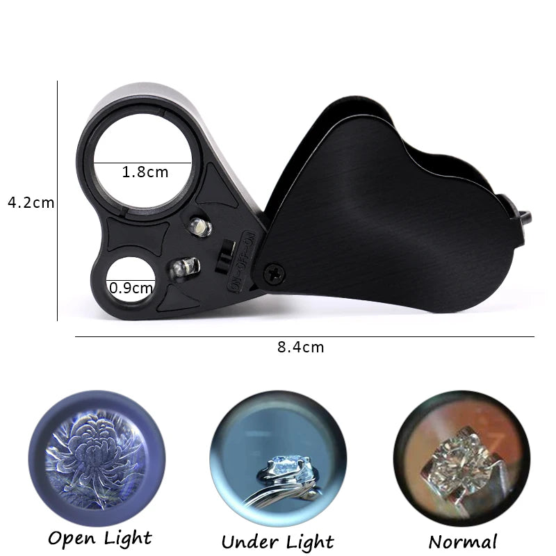 Folding Illuminated Jewellery Loupe