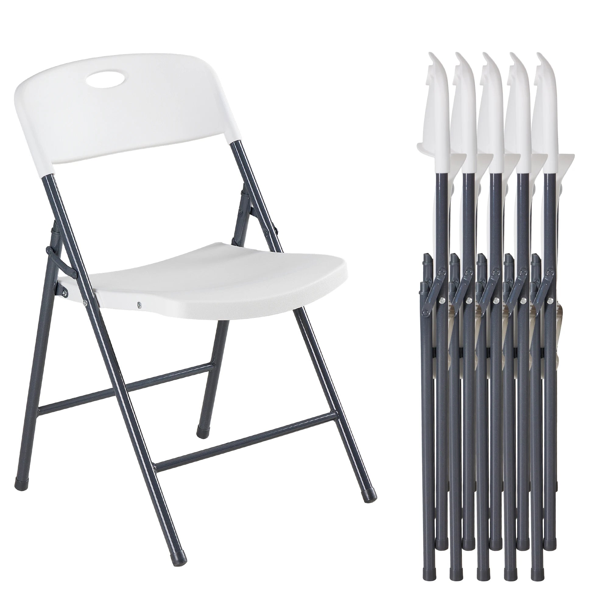 Stackable Folding Chairs Set with Padded Seat & Metal Frame