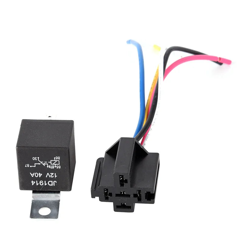 Waterproof Automotive Relay 12v 5pin 40a Car Relay With Black Red Copper Terminal Auto Relay With Relay Socket 1pc