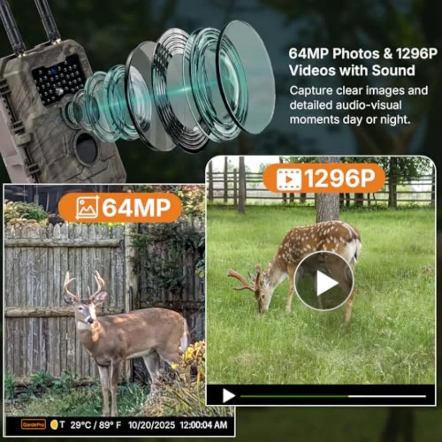E6+ WiFi Wildlife Trail Camera, 64MP, 165 ft Range