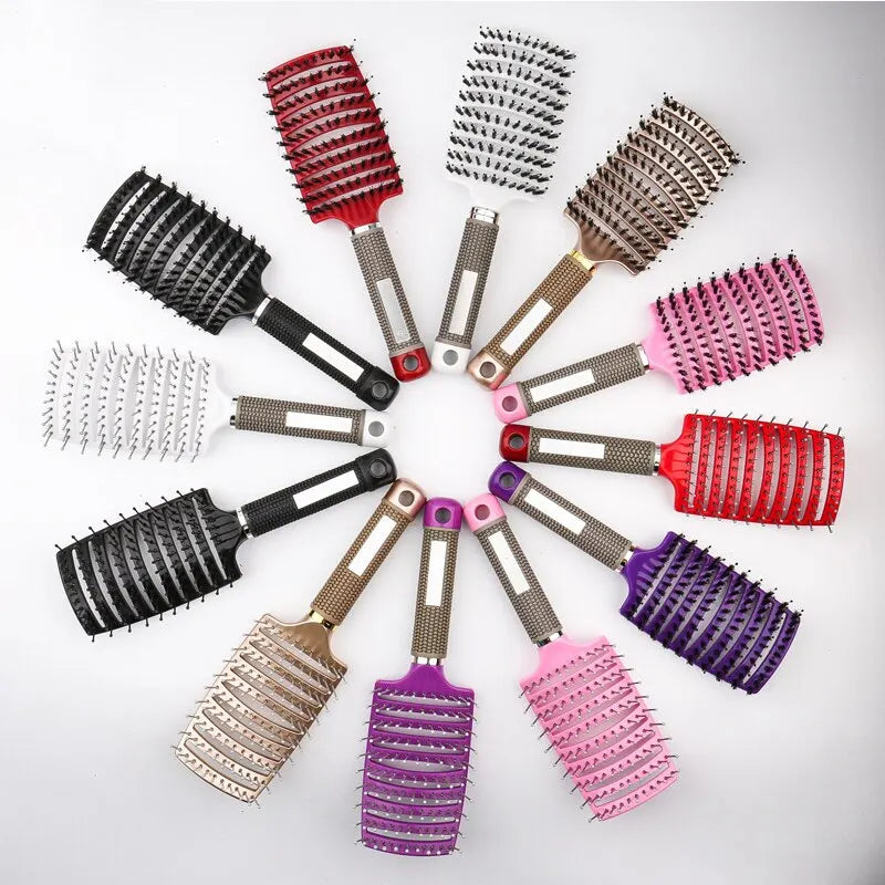 Hair Brush Hair Comb Detangling Hair Brush Bristle&Nylon Women Wet Massage Comb Curly Hairdressing Salon Styling Tools