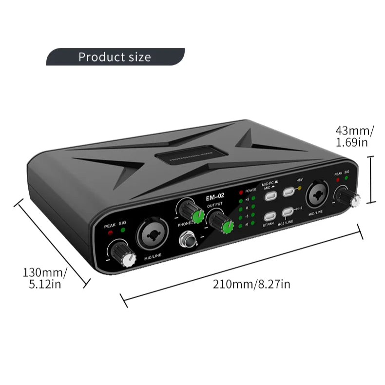 EM-02 USB Audio Interface met Microfoonvoorversterker