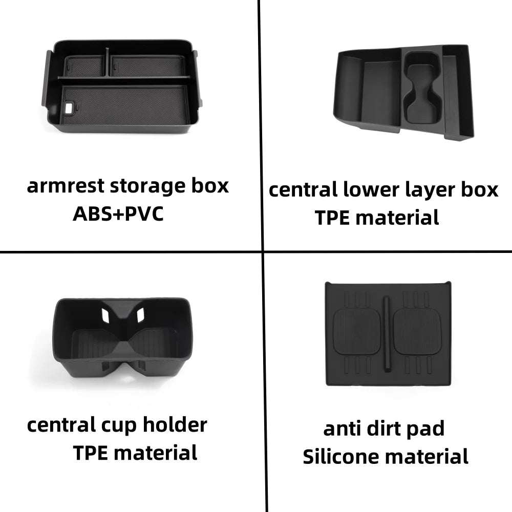 Smabee for Hyundai Santa Fe 2024 2025 2026 Storage Box Cup Holder Anti Dirt Pad Car Interior Accessories Organizer Tidying Black