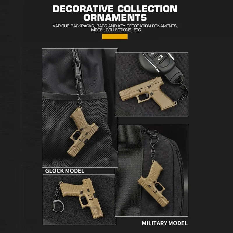Pistol Shaped Keychain Charm Realistic Model Removable Magazine Miniature Pistol Model Gifts for Birthday Car Key Chain for Men