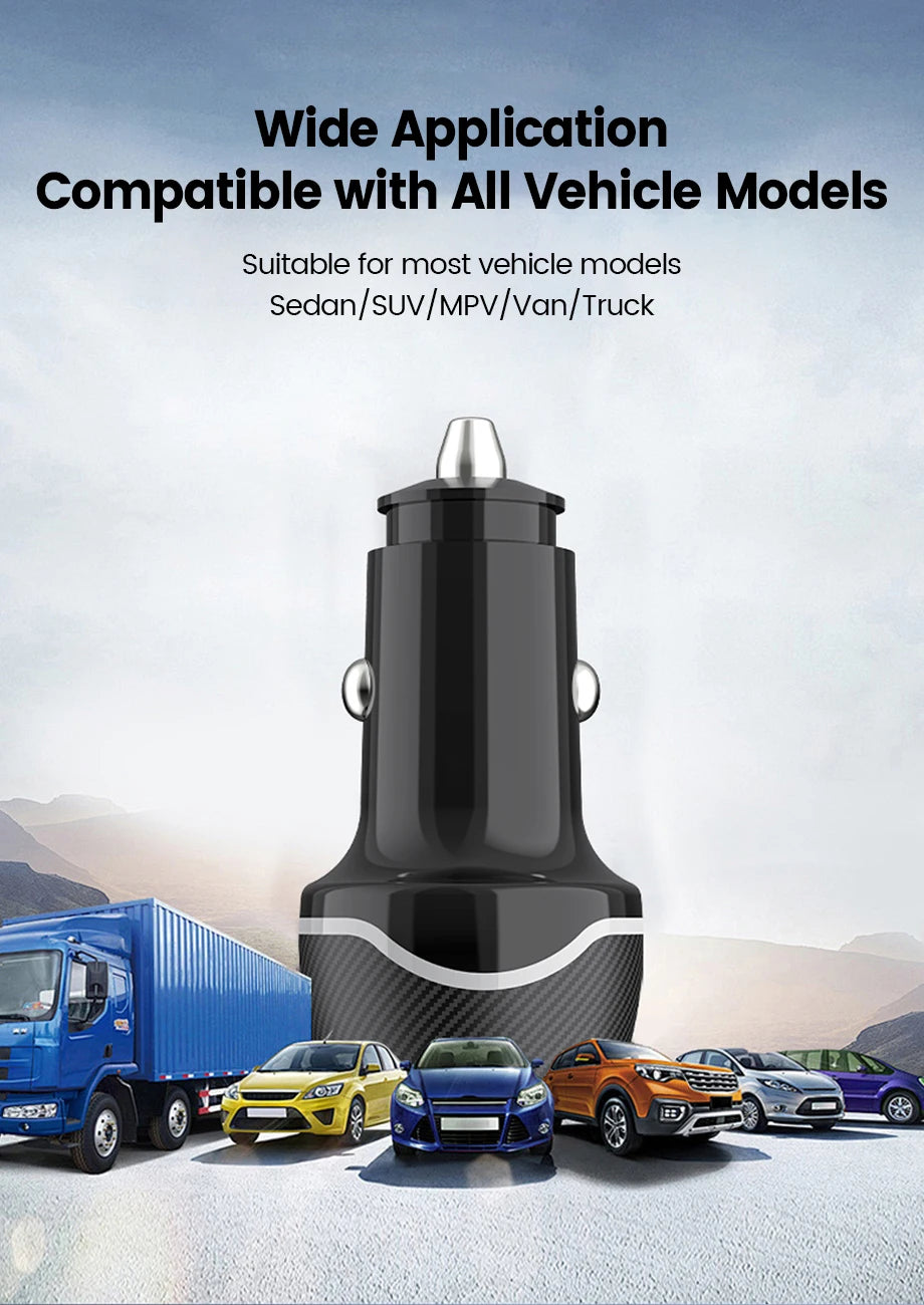 2in1 Car Charger GPS Tracker, USB Type-C Phone Fast Charging with Find My App for iOS & Android Google Find My