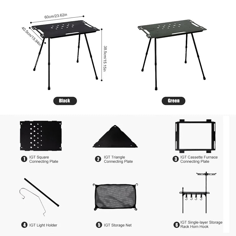 Aluminum Alloy IGT Tactical Folding Table with Adjustable Legs