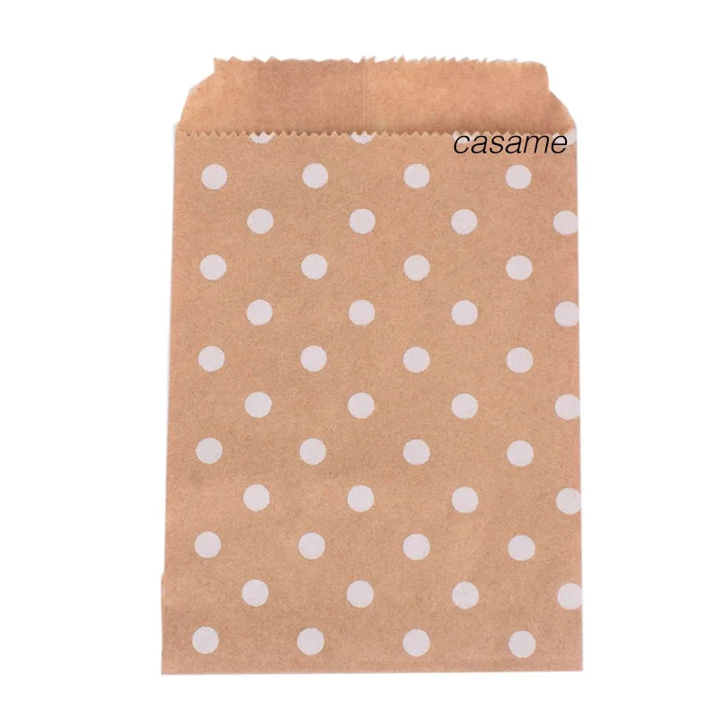 Wave Dot Kraft Paper Candy Bags – 50pcs Gift & Treat Packaging