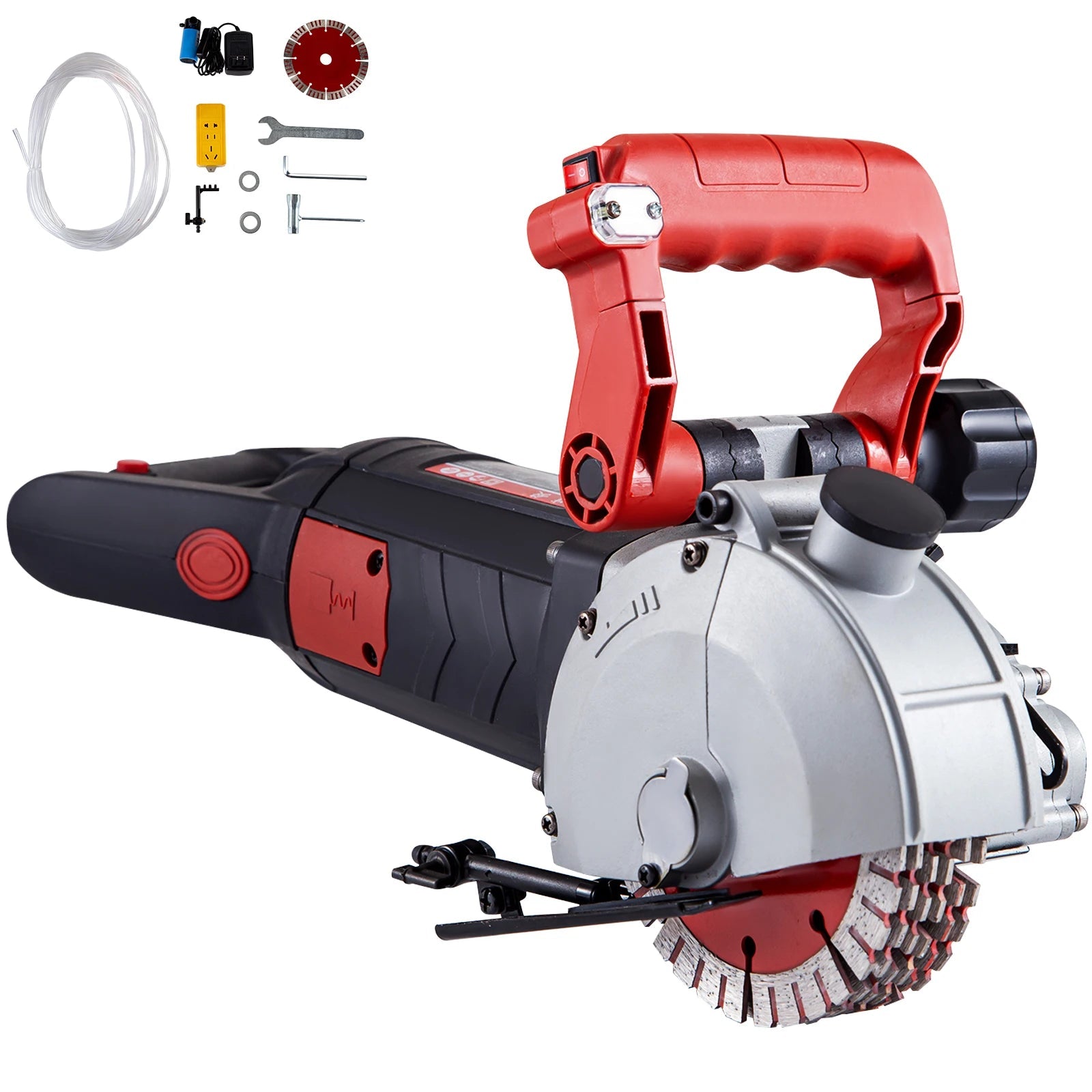 SucceBuy Max 4800W Wall Chaser Concrete Cutter Electric Laser Aiming Groove Slotting Machine 125mm Circular Saw Cutting Tool 