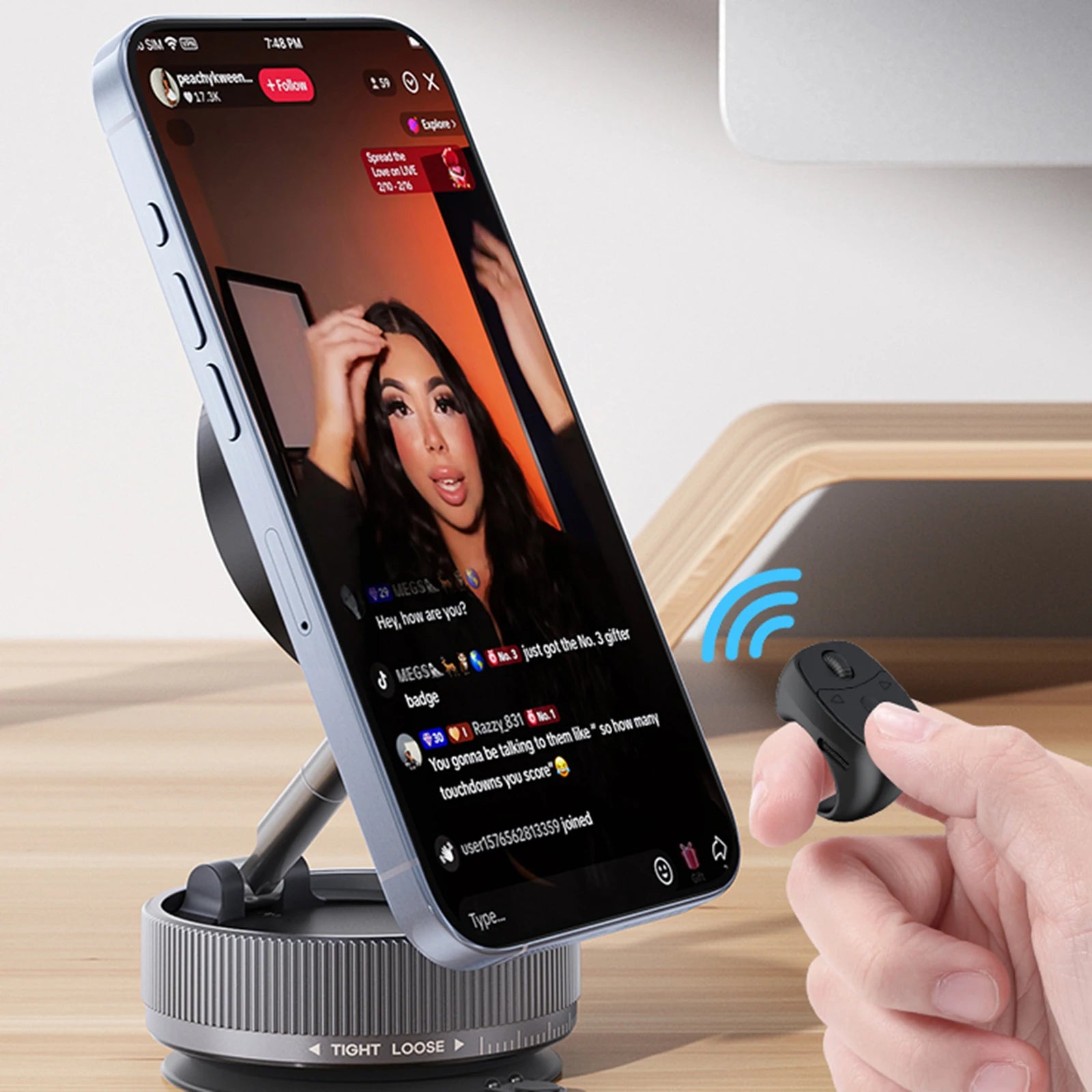 Télécommande bague Bluetooth 5.3 avec défilement et déclencheur d'appareil photo