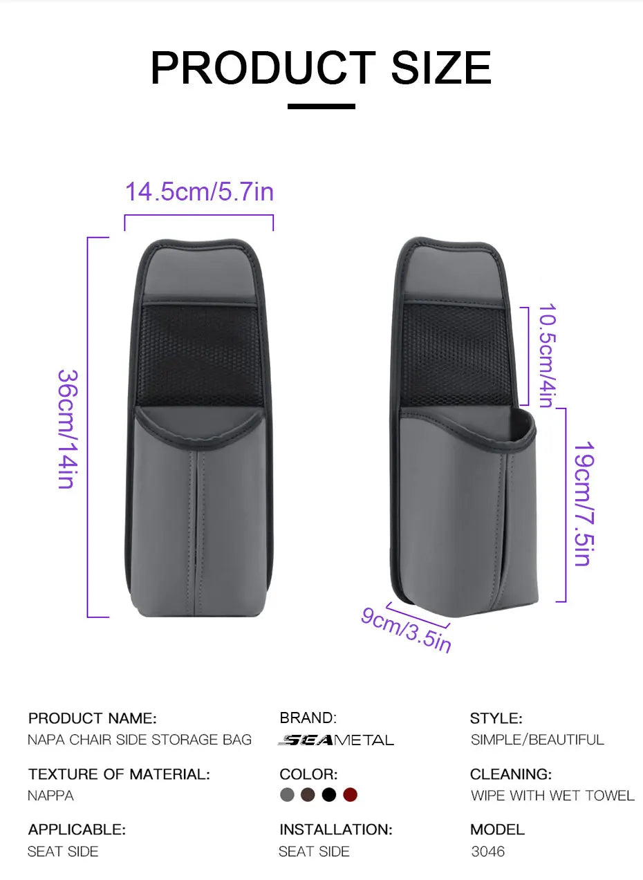 SEAMETAL Car Seat Side Storage Bag Hanging Auto Seat Organizer Tissue Holder Universal Mesh Storage Pocket for Phone Bottle