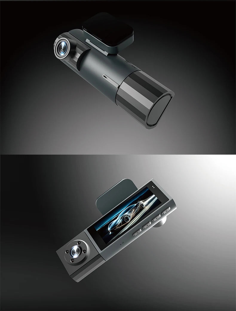 1080P 3-Way WiFi Dash Cam Front Inside Rear with Night Vision
