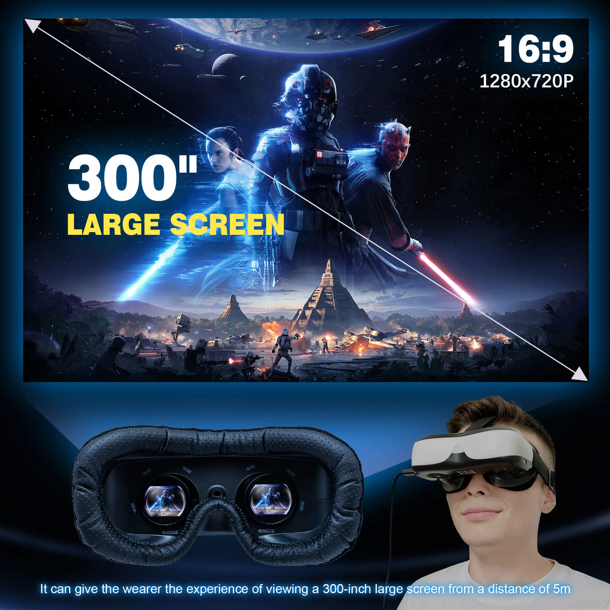 BIGEYES H3 HDMI-videobriller med indbygget batteri